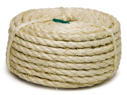 1/4" x 50' (6mm x 14m) 3 Strand Twisted Sisal Rope